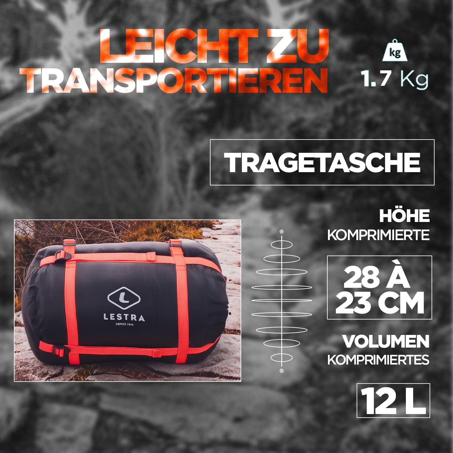 Lestra Outdoor Mount Everest 210-torba na każdą porę roku-T° Limit Komfort-05°C-Lewy zamknięcie-Wygodne i wydajne 210 x 80 cm-1,7 kg Ciemny Śpiwór dla dorosłych Unisex, Antracyt Szary, 210 x 80