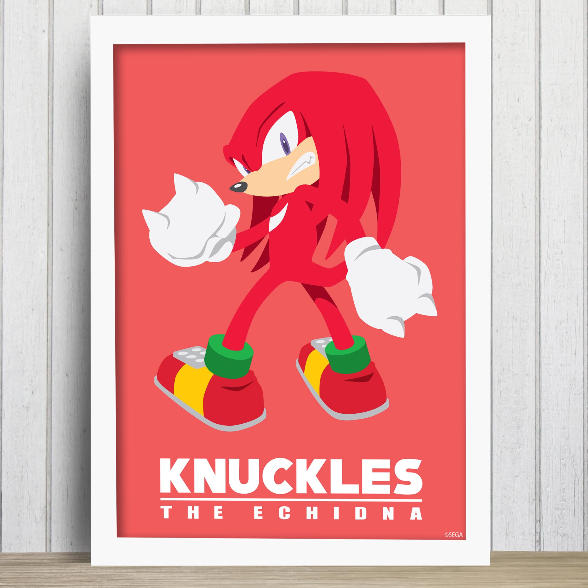 Themed Multicolour Sonic The Hedgehog Print - Knuckles Colour Block Poster Wall Art (21Cm X 29.7Cm - A4)