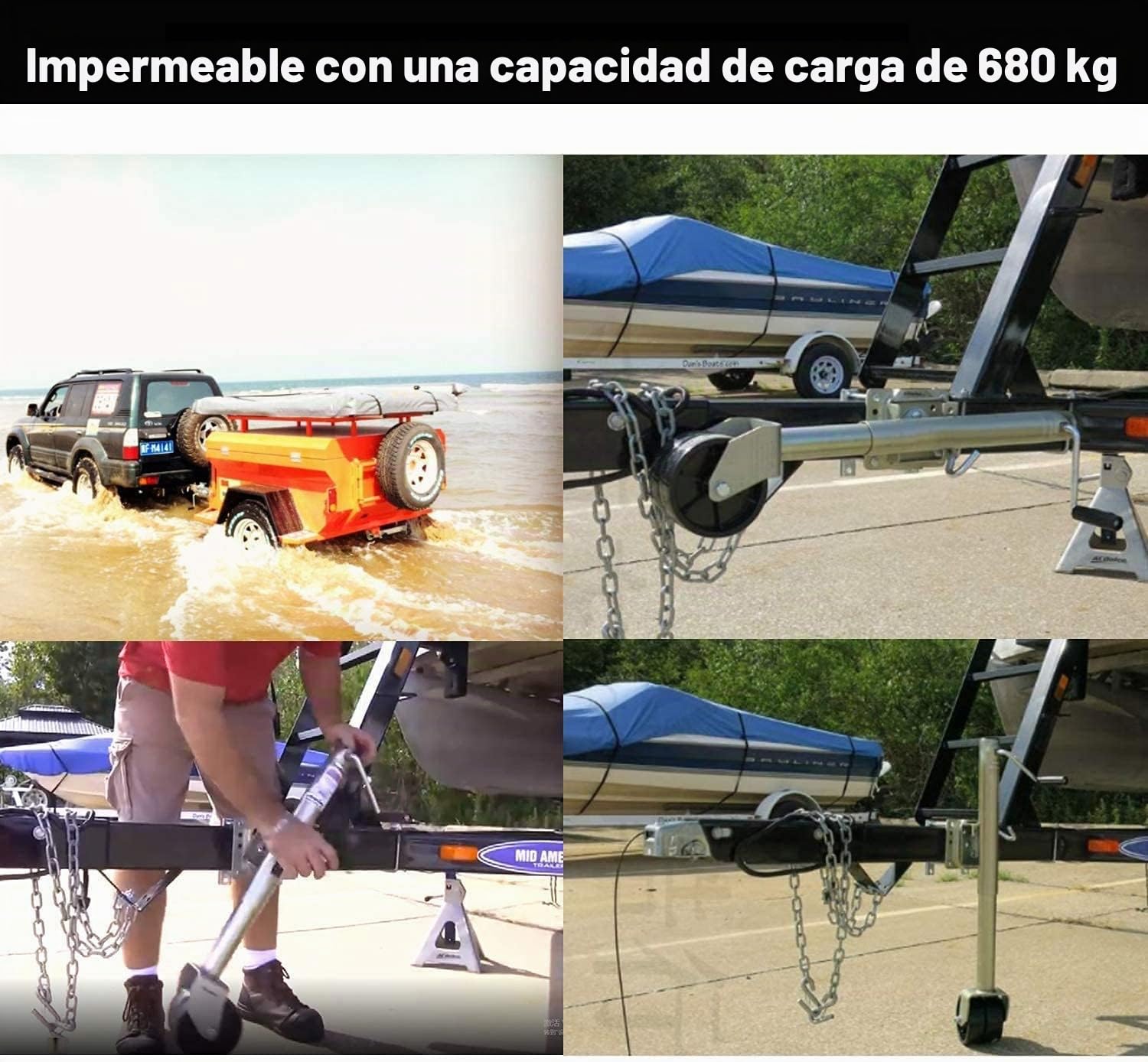 Ruedas de apoyo para remolque, 680 kg, 6 pulgadas, plegable, para coche, rueda de apoyo, capacidad de carga pesada, articulación giratoria, trailer, lengua, elevador automático, caravana, rueda de