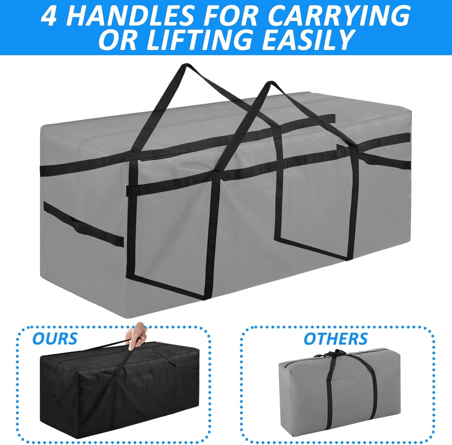 Extra Large Storage Bag for Above Ground Inflatable Frame Pools, Storage Bag Totes for Frame Above Ground Swimming Pool, Heavy-Duty Pool Cover Accessories Storage with 4 Handles, 56''x24''x24''