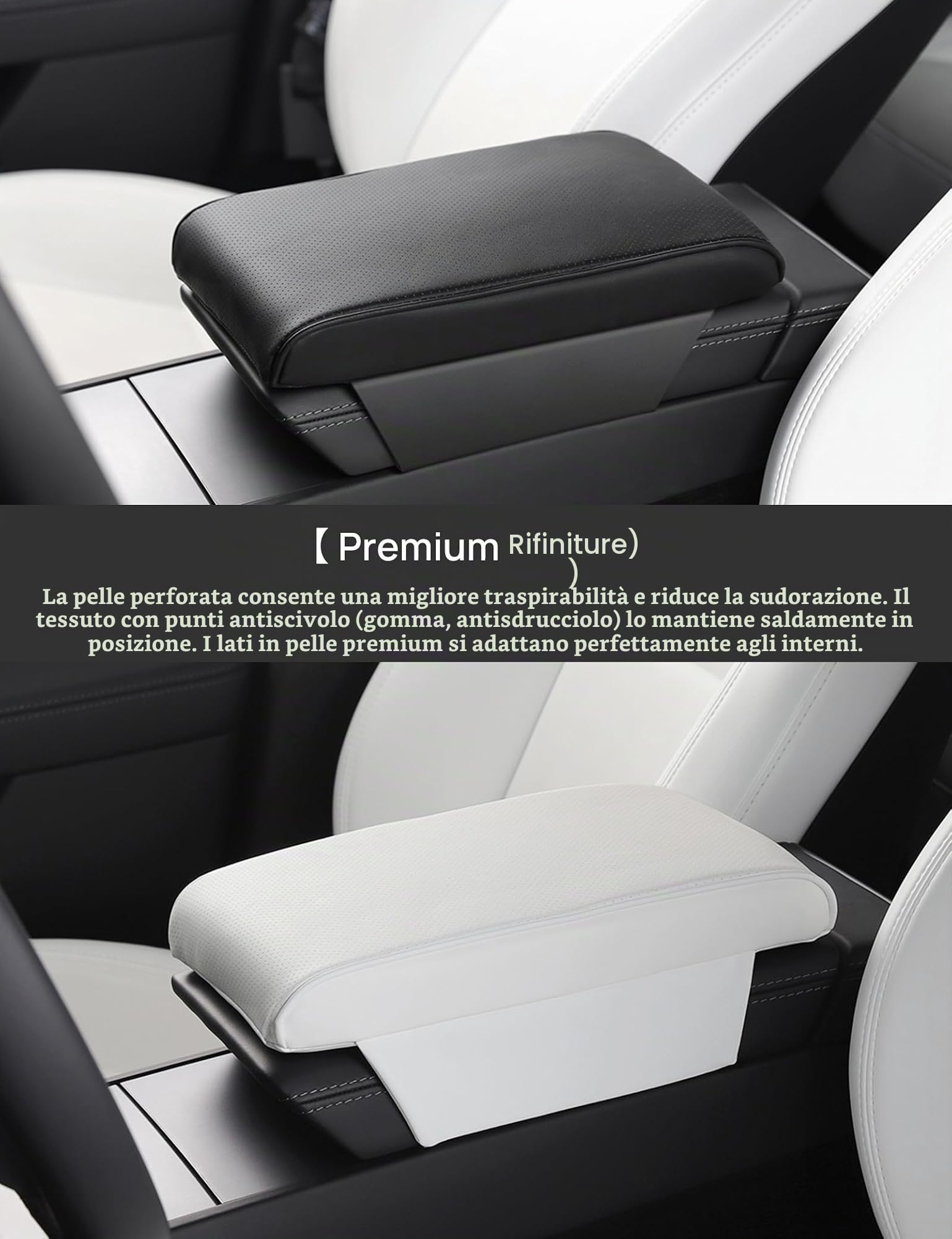TPARTS Cuscino di supporto per bracciolo in pelle per Tesla Model 3/Y/X/S Tesla Bracciolo Decor Accessori Interni Cuscino per Console Cuscino per Console Cuscino per Gomito (nero)