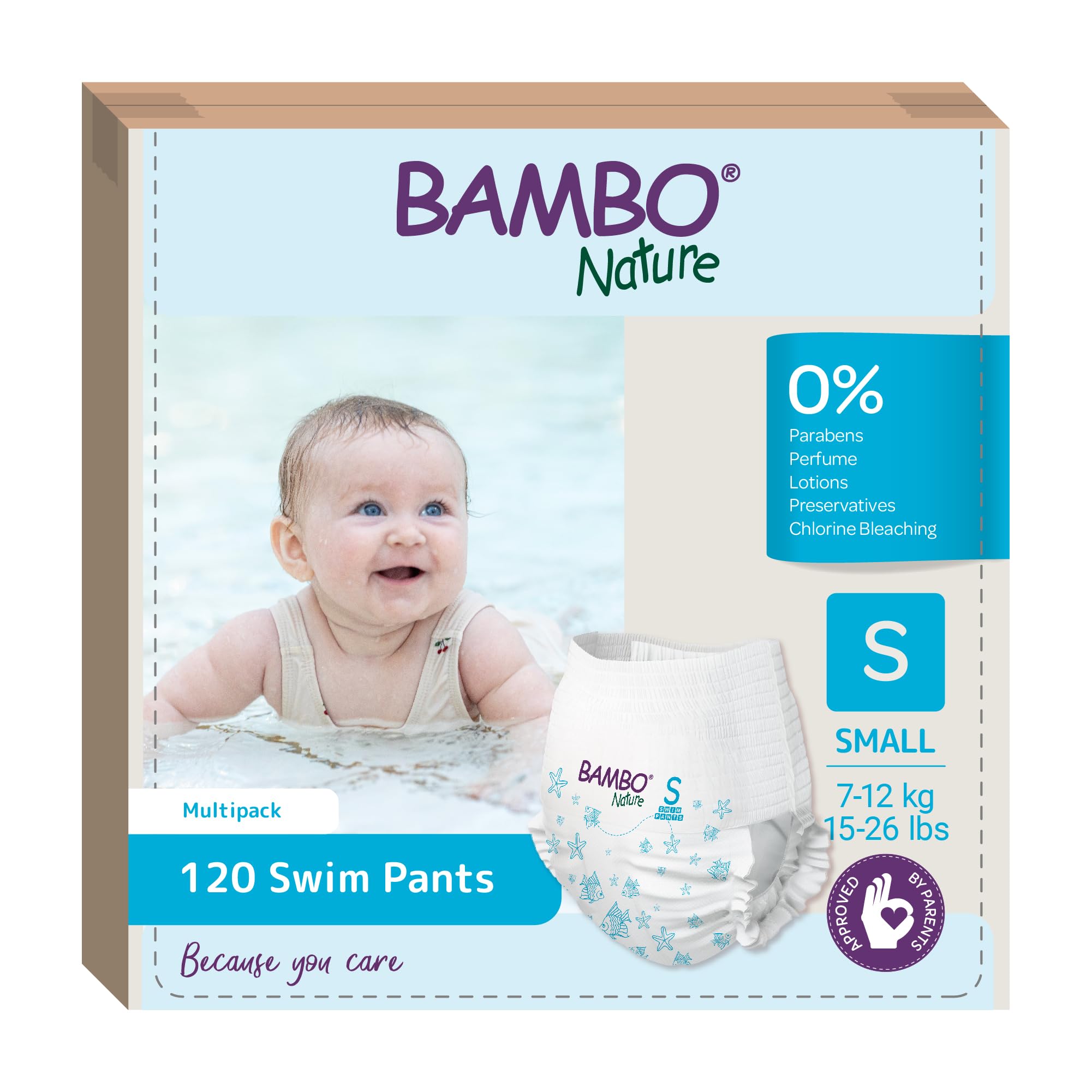 Bambo Nature Pantalones de natación (tallas S a M), S, 120 unidades