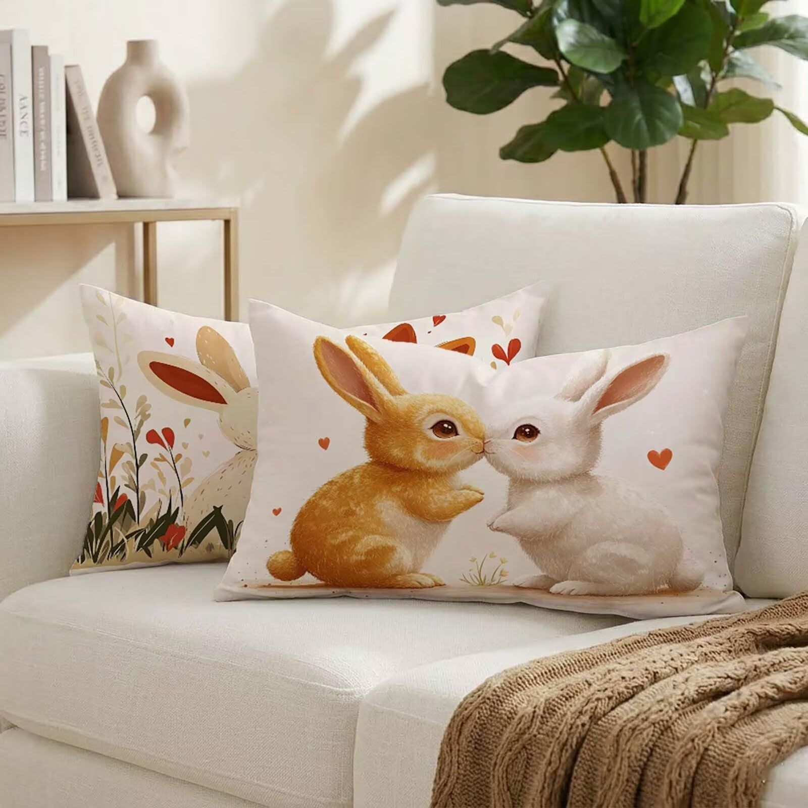 Coussin exterieur impermeable 40x80 cm anti-pluie pour canape de terrasse lot de 2 lin