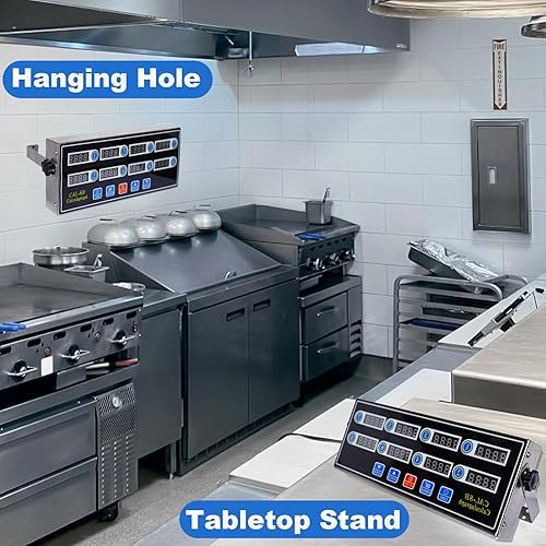 Miniatura 6 de EVEDMOT Temporizador de cocina digital comercial de 8 canales, temporizador de calculágrafo de acero inoxidable con alarma fuerte para restaurante,