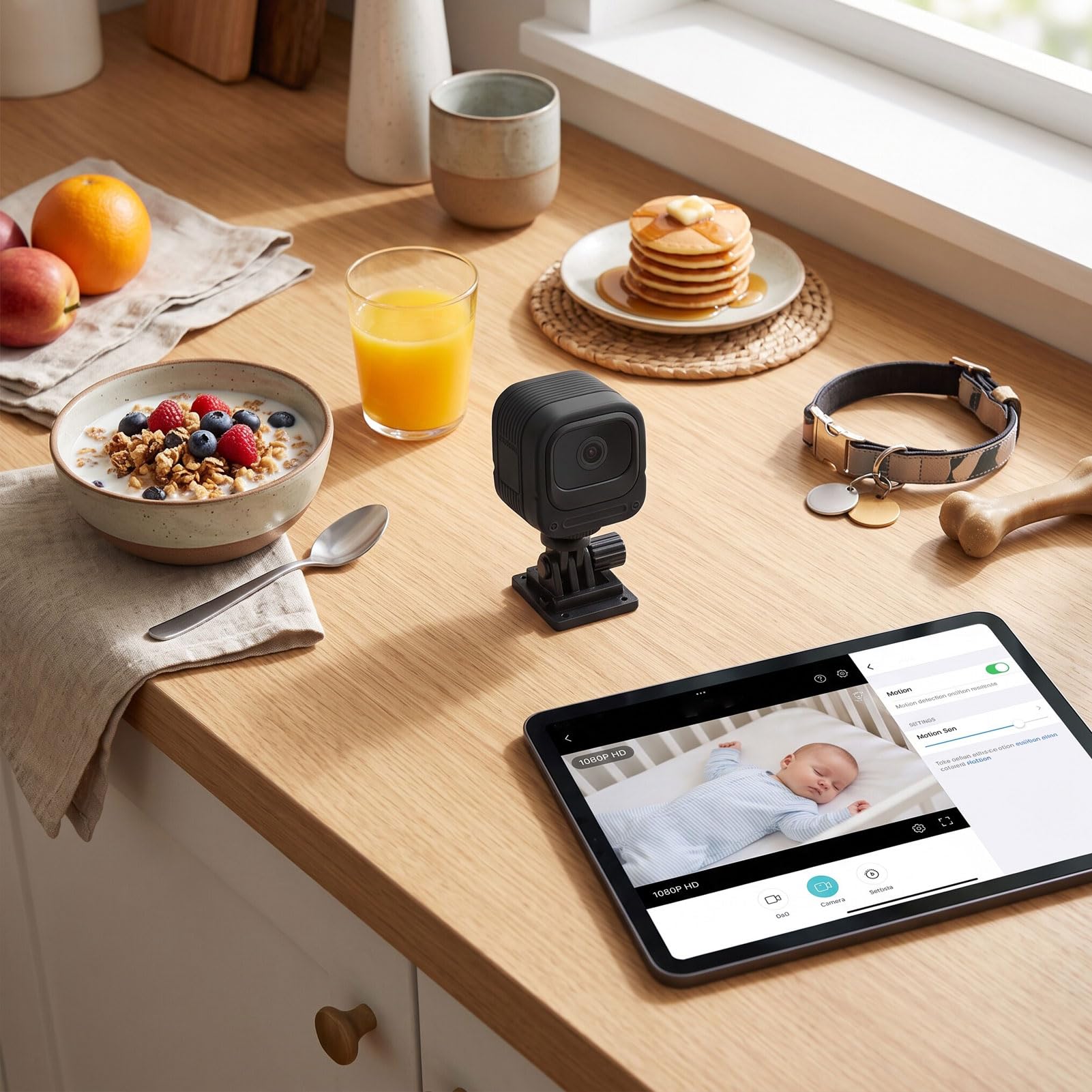 Dpofirs Telecamera di Sicurezza HD 1080P | Visione Notturna a Infrarossi con Rilevamento del Movimento Remoto WiFi da 2,4 GHz per la Sorveglianza Esterna Interna