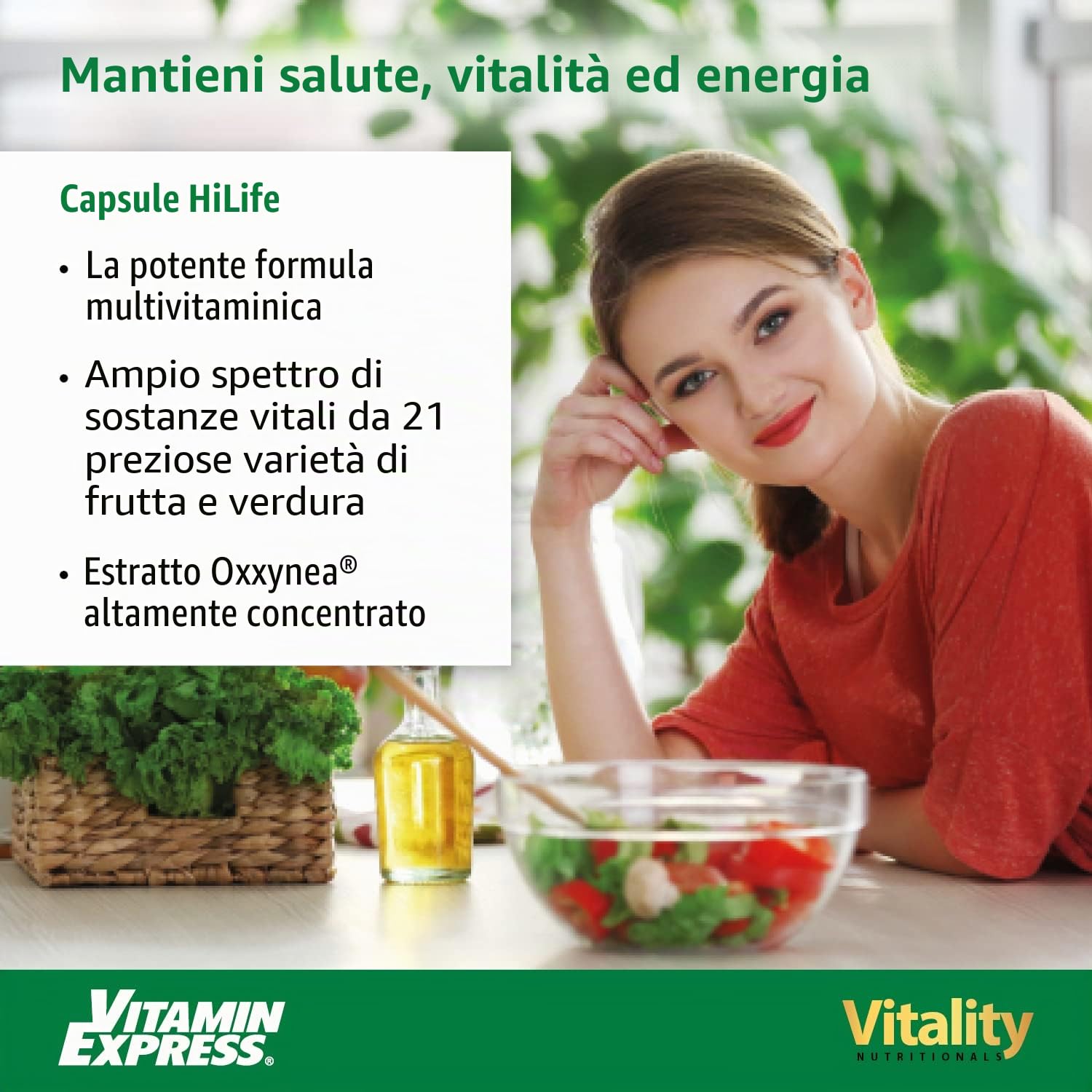 Capsule Multivitaminiche Alto dosaggio di 21 varietà di frutta e verdura I Vitamine, minerali, oligoelementi, rafforzamento del sistema immunitario (120 Capsule) Vitality Nutritionals