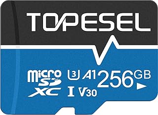 TOPESEL 256GB Micro SD Card Micro SDX UHS-I A1 U3 V30 Flash Memory Card with Adapter, High Speed 100MB/s, 4K Video Recording TF Card