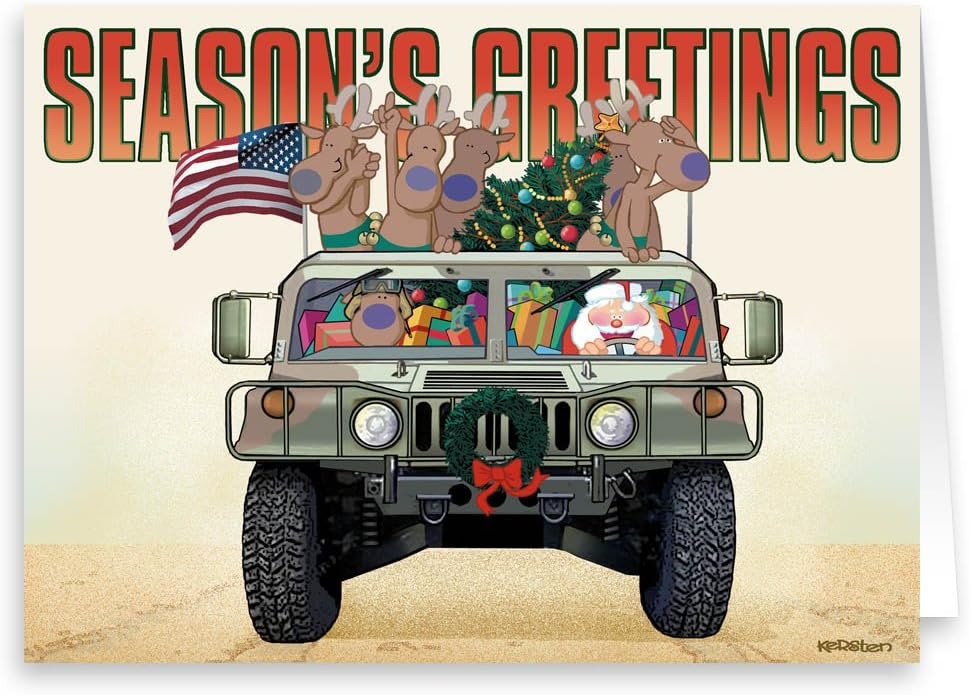 Stonehouse Collection | Army & Marine Christmas Card | Military 18 Cards & Envelopes | USA Made