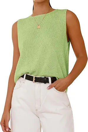 BTFBM Women's Sleeveless Sweater Vest 2025 Summer Crew Neck Ribbed Knit Lightweight Pullover Casual Loose Fit Tank Tops