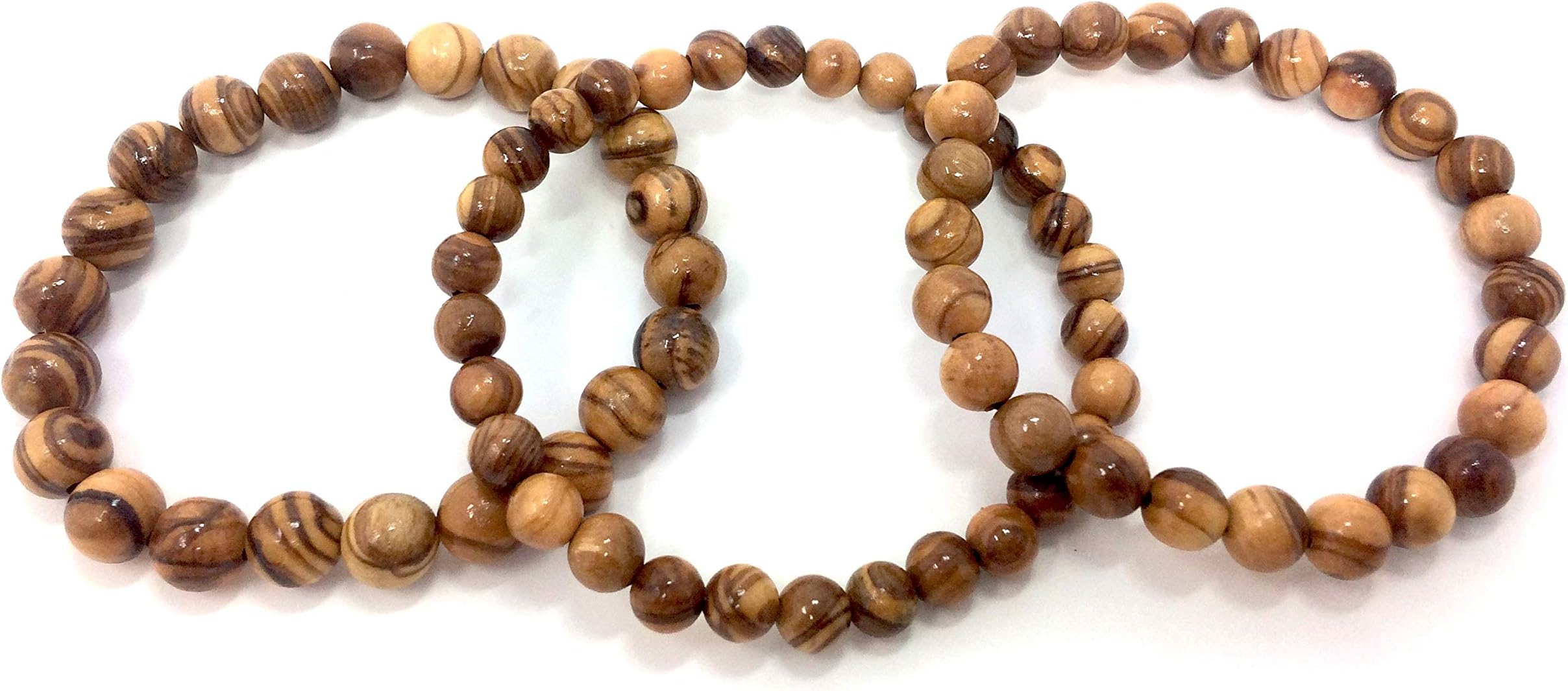 Bracelet Set 3 Pieces Made of Genuine Olive Wood with 7mm, 8mm and 9mm Handmade on Mallorca Natural Product Wood Jewelry