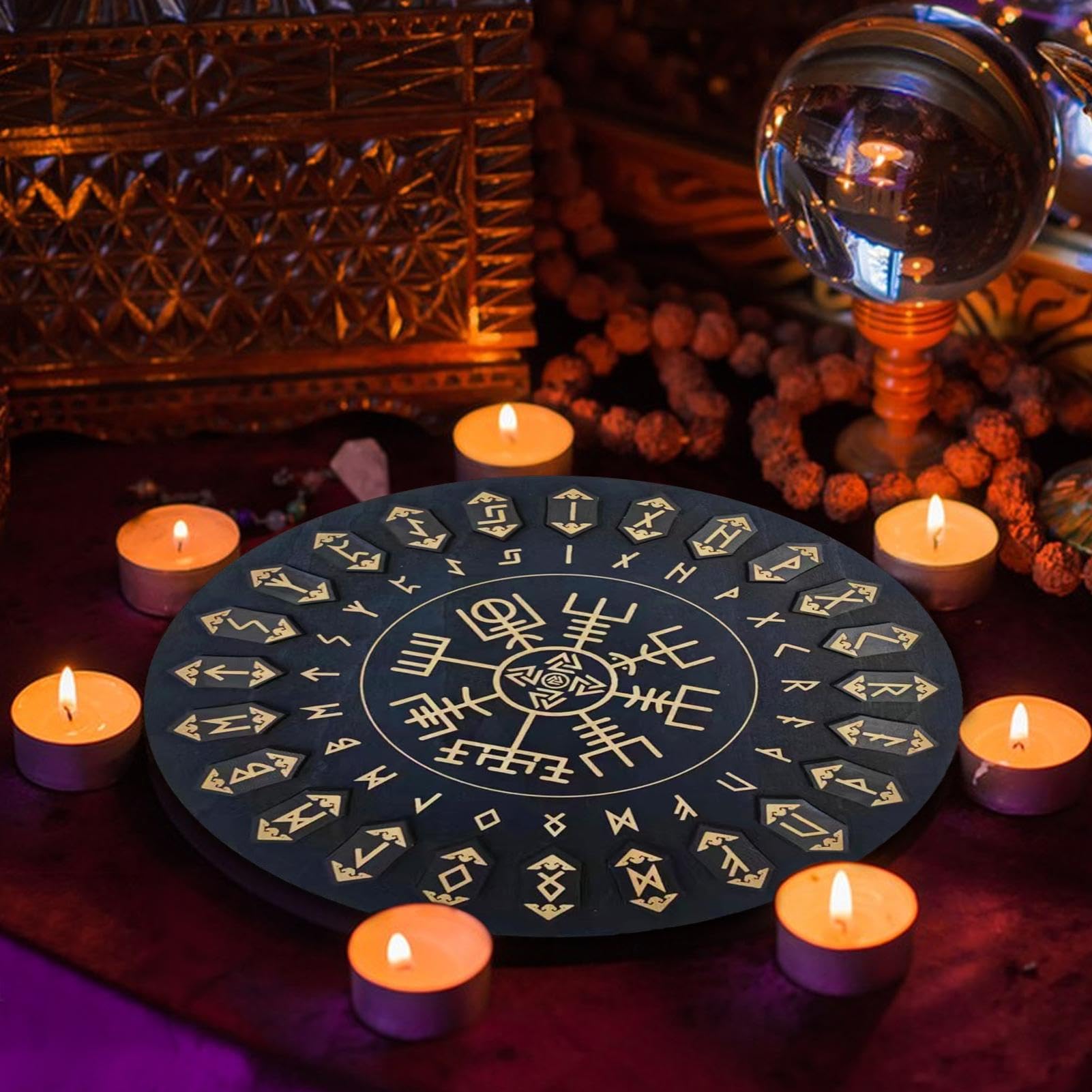 Set di rune da, set di rune in legno, rune divinazione in legno, iscrizioni per meditazione e divinazione, forniture multifunzionali per streghe, strumenti decorativi per meditazione