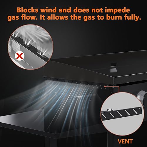 Miniatura 3 de Protector de viento mejorado para parrilla Blackstone de 28 pulgadas, pantallas magnéticas de acero inoxidable para proteger la llama y retienen el