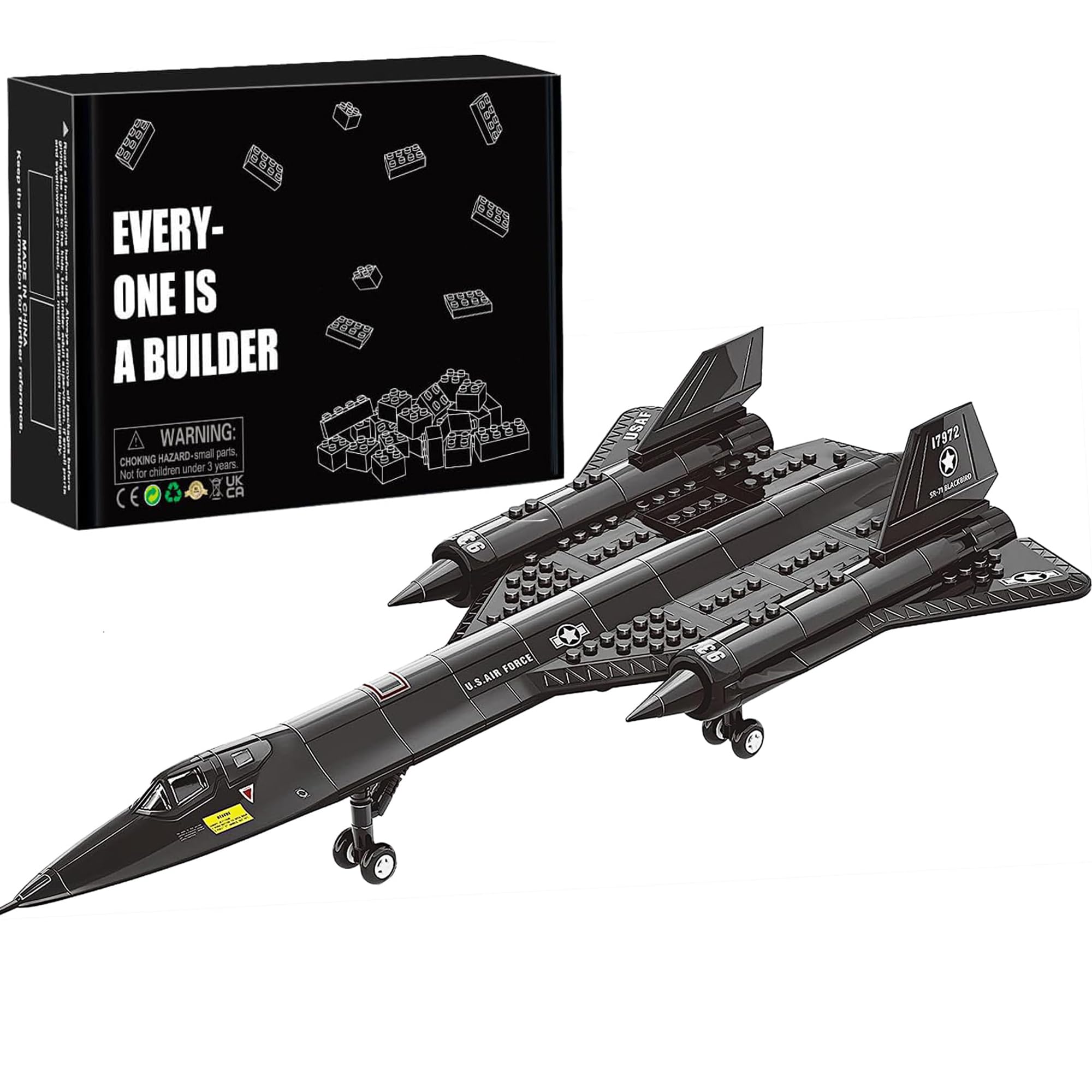 Bloques de sujeción para avión Blackbird SR-71, juego de bloques de construcción 1:74, avión de combate militar WW2, avión de combate de la Fuerza Aérea Eurofighter, modelo jet regalos creativos para