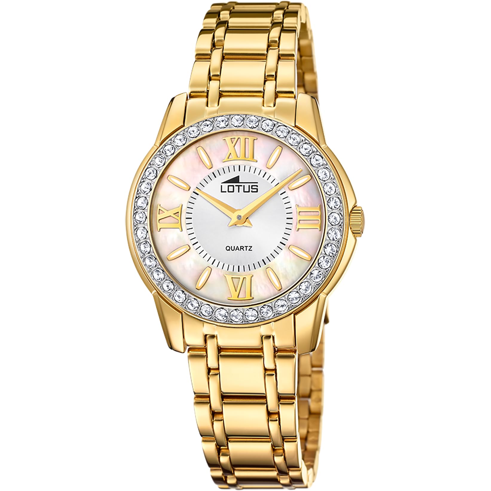 LOTUS Reloj Mujer Analógico de Acero Inoxidable 316l Dorado | Movimiento de Cuarzo, Cristal Mineral de Alta Resistencia, Resistente al Agua 5 ATM, Special Prices 18888/1
