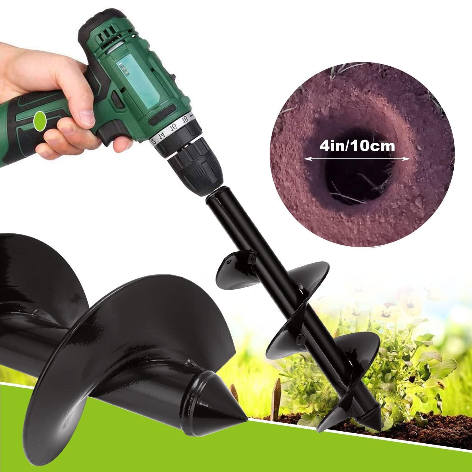 Aselected Punta per trapano giardino trapano trapano trapano Ø 100 mm + guanti, giardino coclea per trapani elettrici, strumento pratico per piantare alberi arbusti