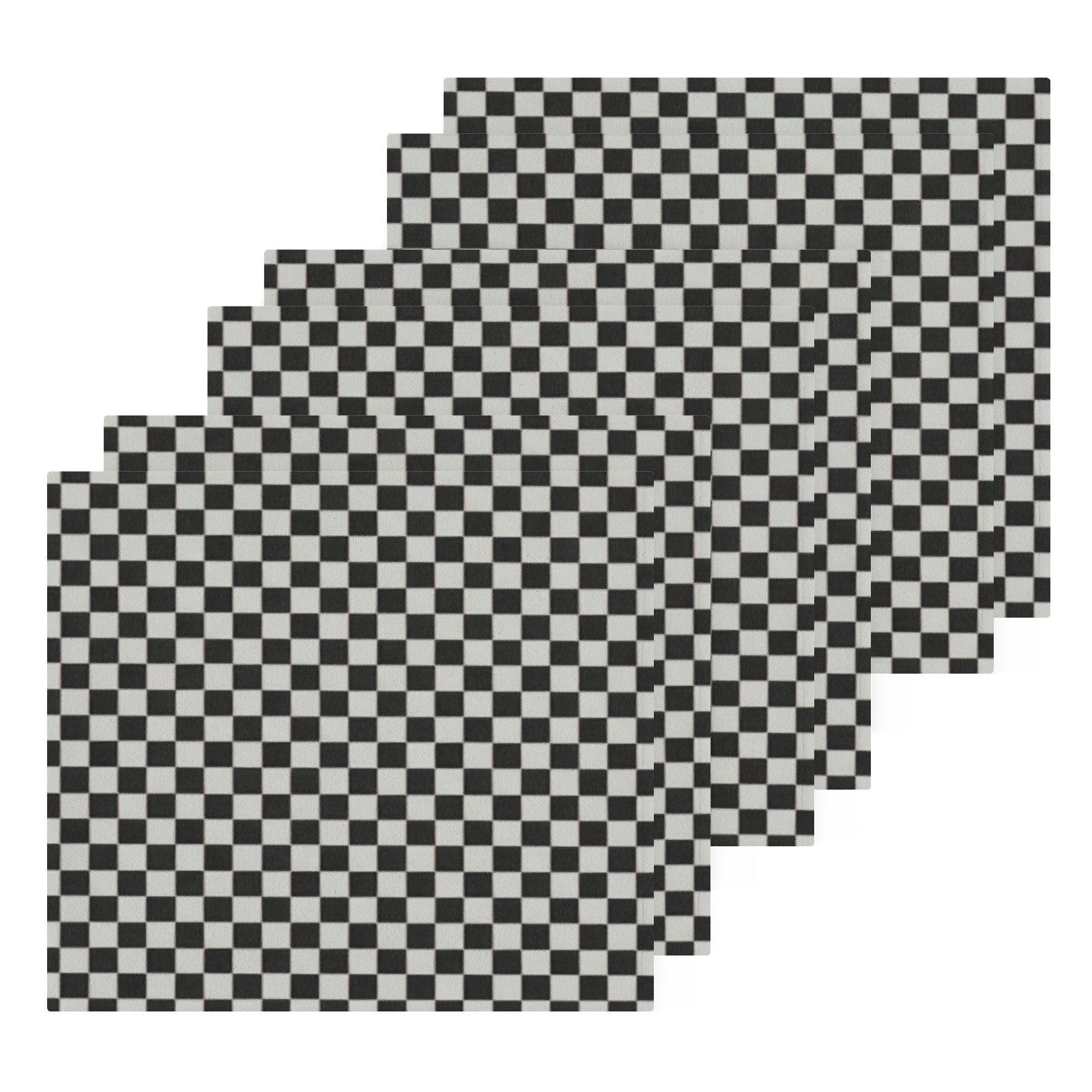 Flradish 4 Pack Checkered Black White Pure Cotton Washcloths 12 x 12 Inch Reusable Absorbent Soft Cotton Face Towels Fingertip Towels Set for Gym Towels,Hotel and Spa