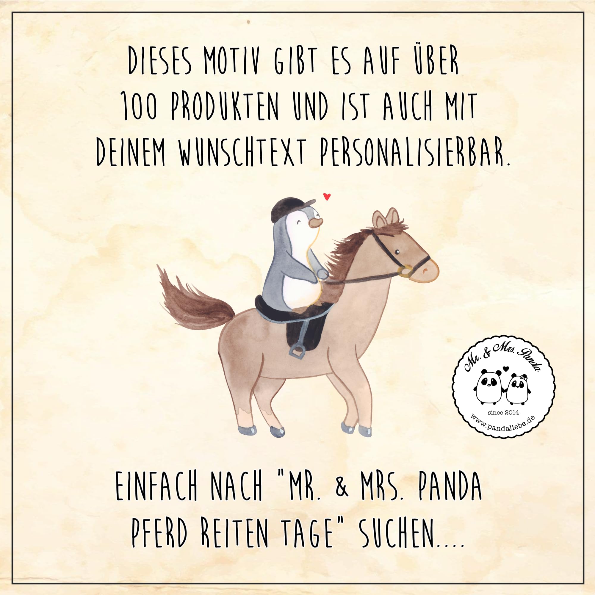 Mr. & Mrs. Panda Fußmatte personalisierbar Pferd Reiten 40 x 60 cm - Personalisierte Geschenke, Reitverein, Fussmatte personalisiert, Geschenk, Pferde, Türmatte, mit Namen, Reitstall, Reitsport
