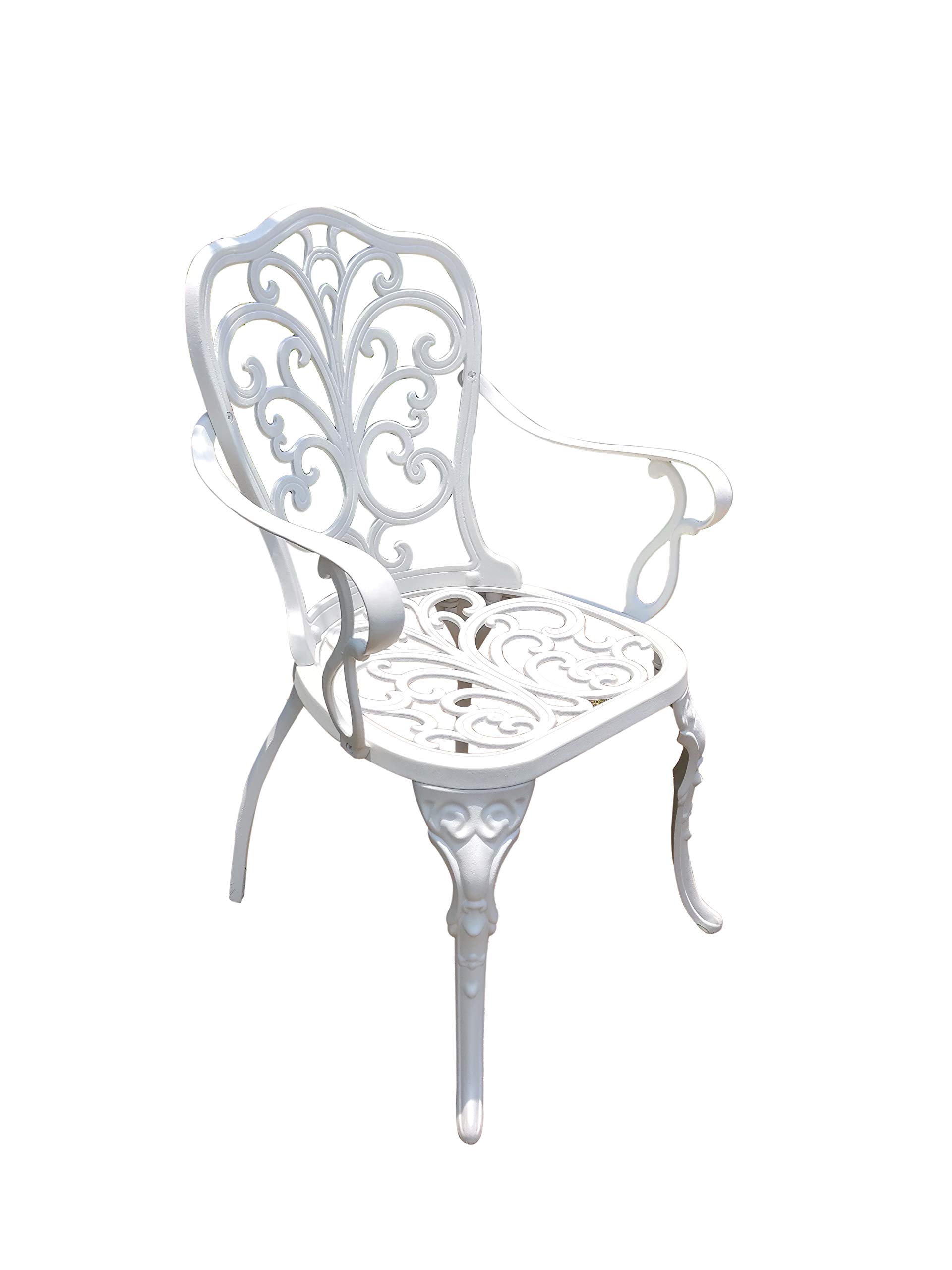 Antique Aluminum Outdoor Bistro Patio Chair Cast Aluminium Garden Chair for Outdoor Furniture (White)-image-35