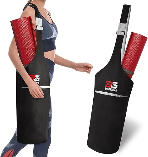 Yoga Mat Bag for Yoga Essentials - Long Tube Yoga Mat Carrier with Adjustable Strap - Exercise Mat Canvas Bag with Zipper Pocket for Accessories -