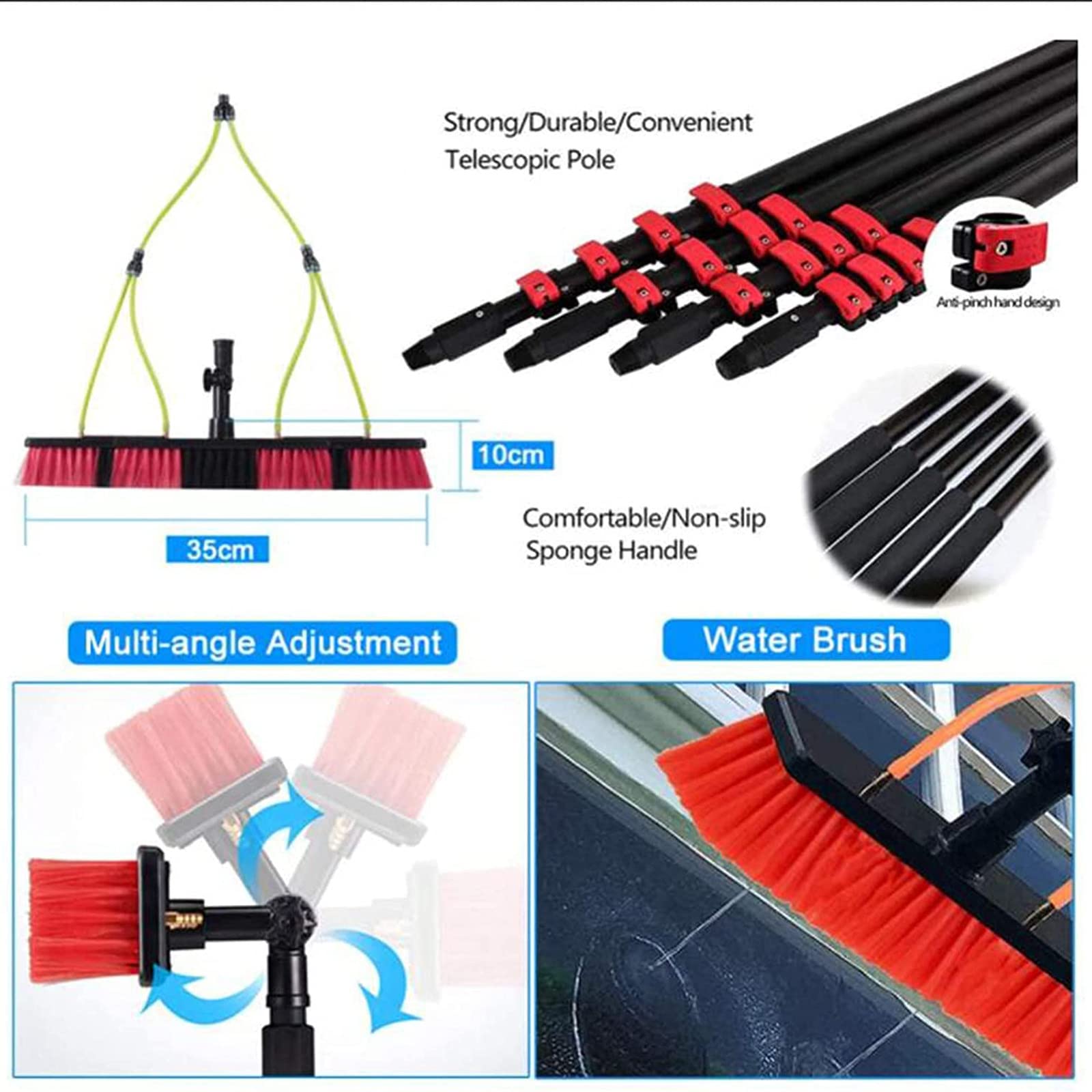 Kit di spazzole estensibili per la pulizia delle finestre per la pulizia dei pannelli solari Strumento professionale per la pulizia di camion e superfici Soluzione di pulizia efficiente e versatile
