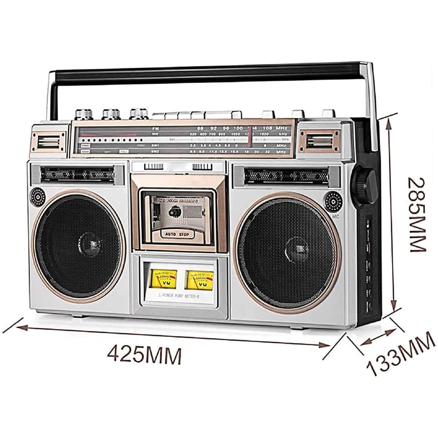 COYEUX Boombox Bluetooth Portatile, Boombox a Nastro per Lettore retrò Stile Anni '80, con Radio AM/FM, Supporto Ingresso SD/USB, Ideale per Viaggi di riunioni di Famiglia