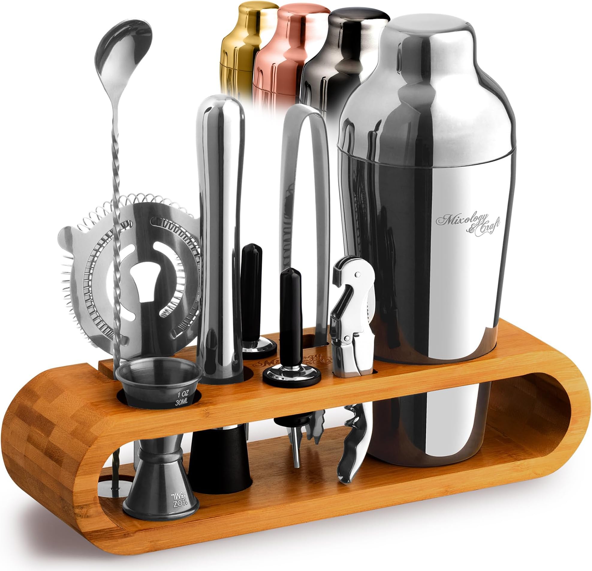 Mixology Bartender Kit: 10-Piece Bar Tool Set with Stylish Bamboo Stand - Perfect Home Bartending Kit and Cocktail Shaker Set For an Awesome Drink Mixing Experience - Exclusive Cocktail Recipes Bonus