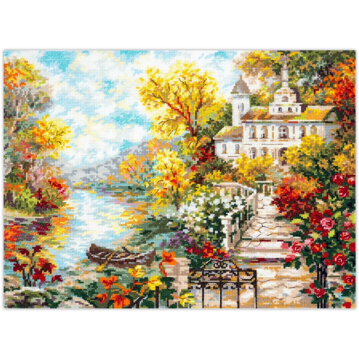 Magic Needle Zweigart Edition Cross Stitch Kit House on The River Bank Counted Pattern 40 x 31 cm