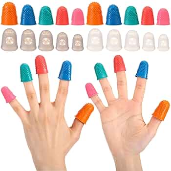12 Pcs Hot Glue Finger Protectors 3 Sizes Silicone Fingers Thimble Protectors Guard Tips Caps Pads Cover Embroidery Sewing Cutting Sorting Task Paper