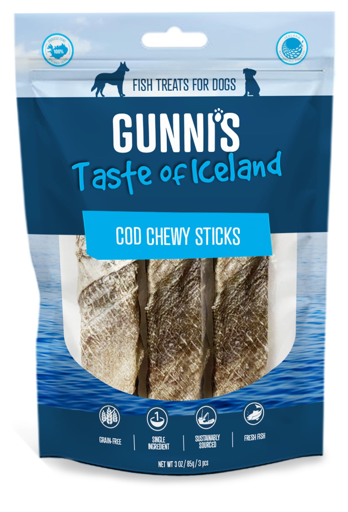 Gunni’s Cod Chewy Sticks, 3 count (Pack of 1)