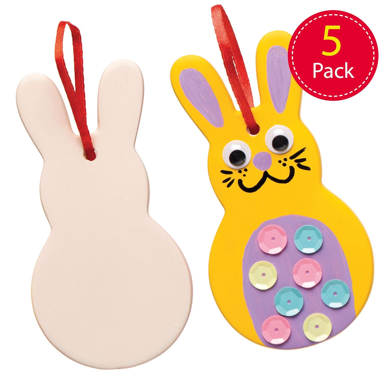 Exclusive Special Baker Ross AW136 Easter Bunny Decorations - Pack of 6, Ready to Paint Ceramics for Kids to Decorate and Display This Easter