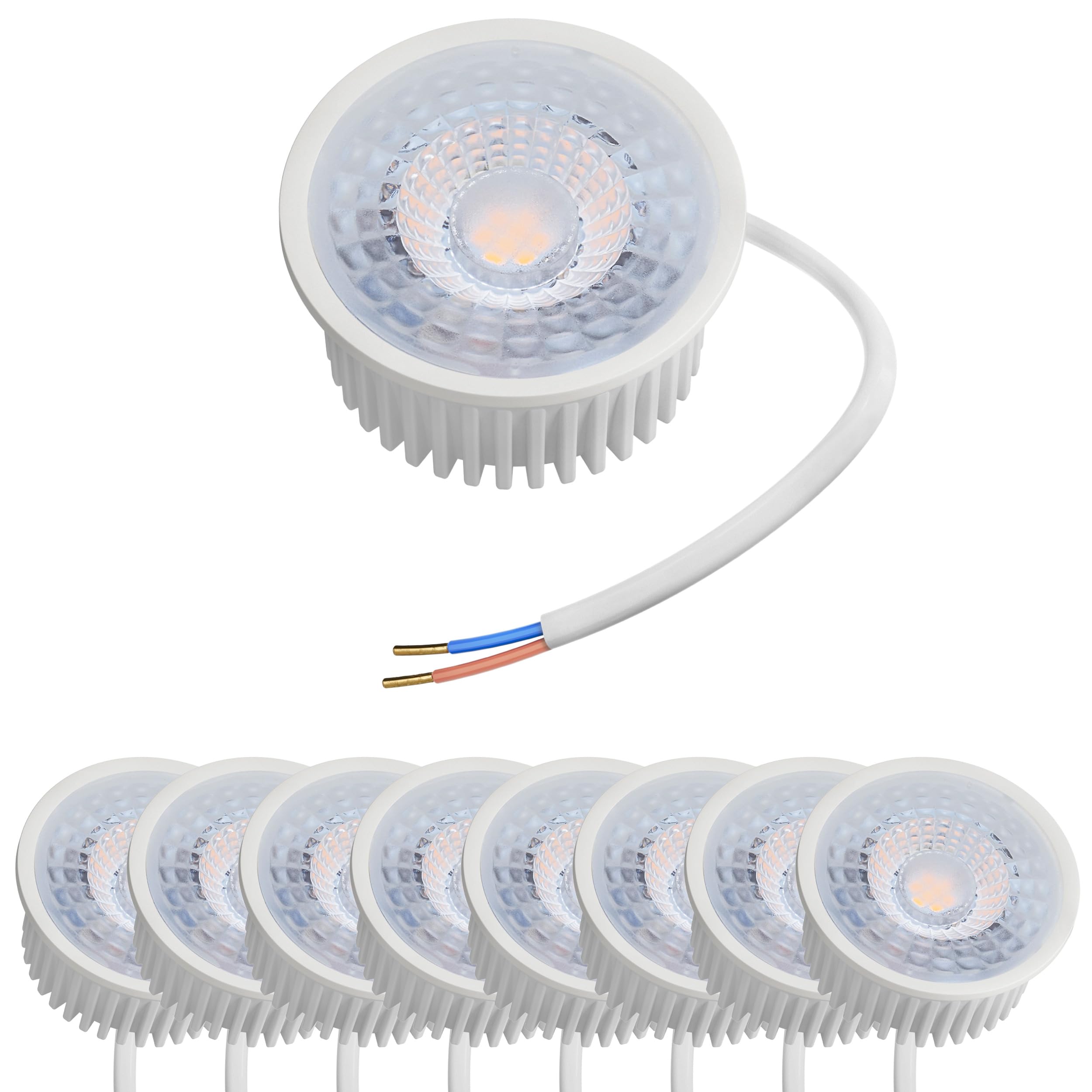 Oktaplex 9er Set Nizza LED Modul 230V superflach GU10 Ersatz Leuchtmittel | 23mm Einbautiefe, 1,9W, 3000K Warmweiss 345lm Deckenspots
