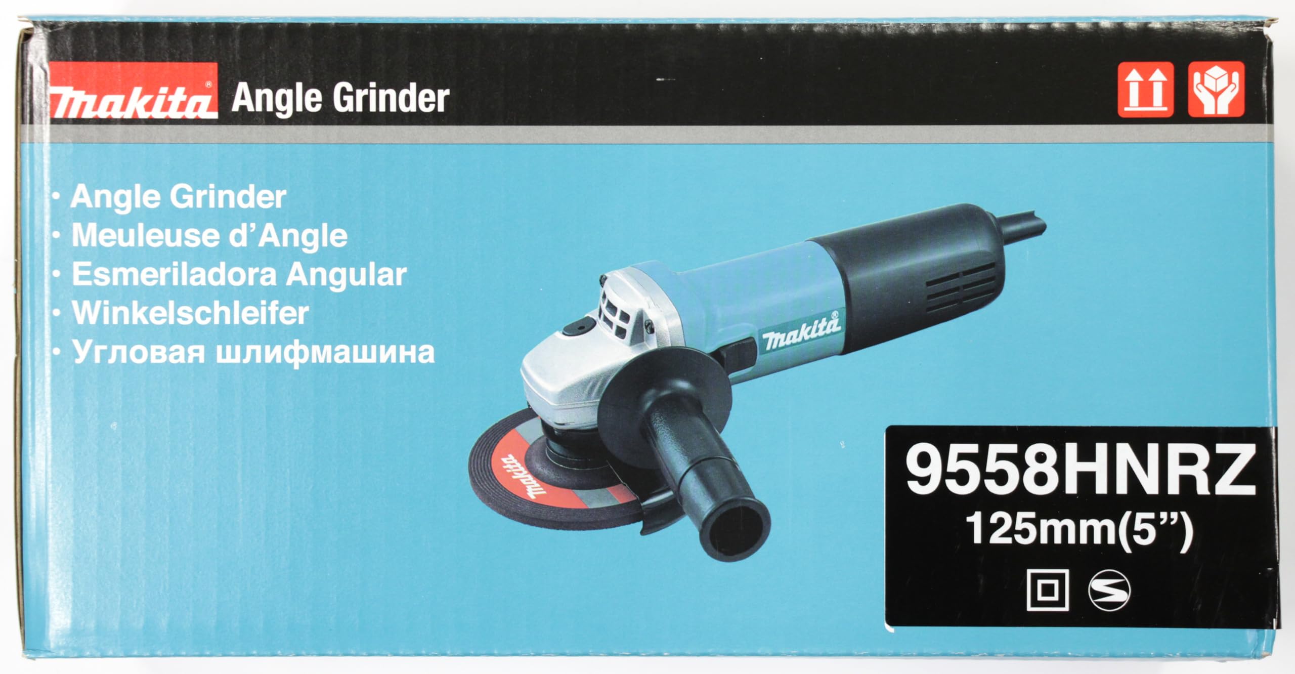 Makita 9558HNRZ - Amoladora angular de 125 mm de diámetro, 840 W de potencia, con cubierta protectora y cable de alimentación