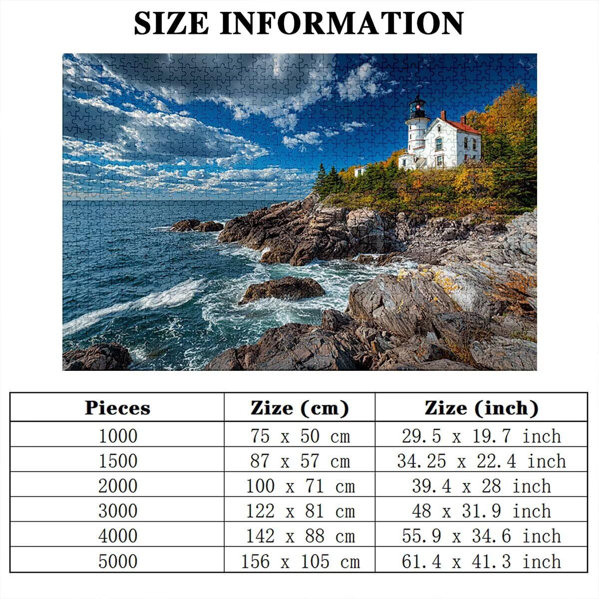 Puzzle 2000 elementów, krajobraz, latarnia morska, 2000 elementów, drewniane puzzle dla dorosłych, trudna łamigłówka, gra logiczna dla całej rodziny, drewniane puzzle dekoracyjne do salonu, prezenty
