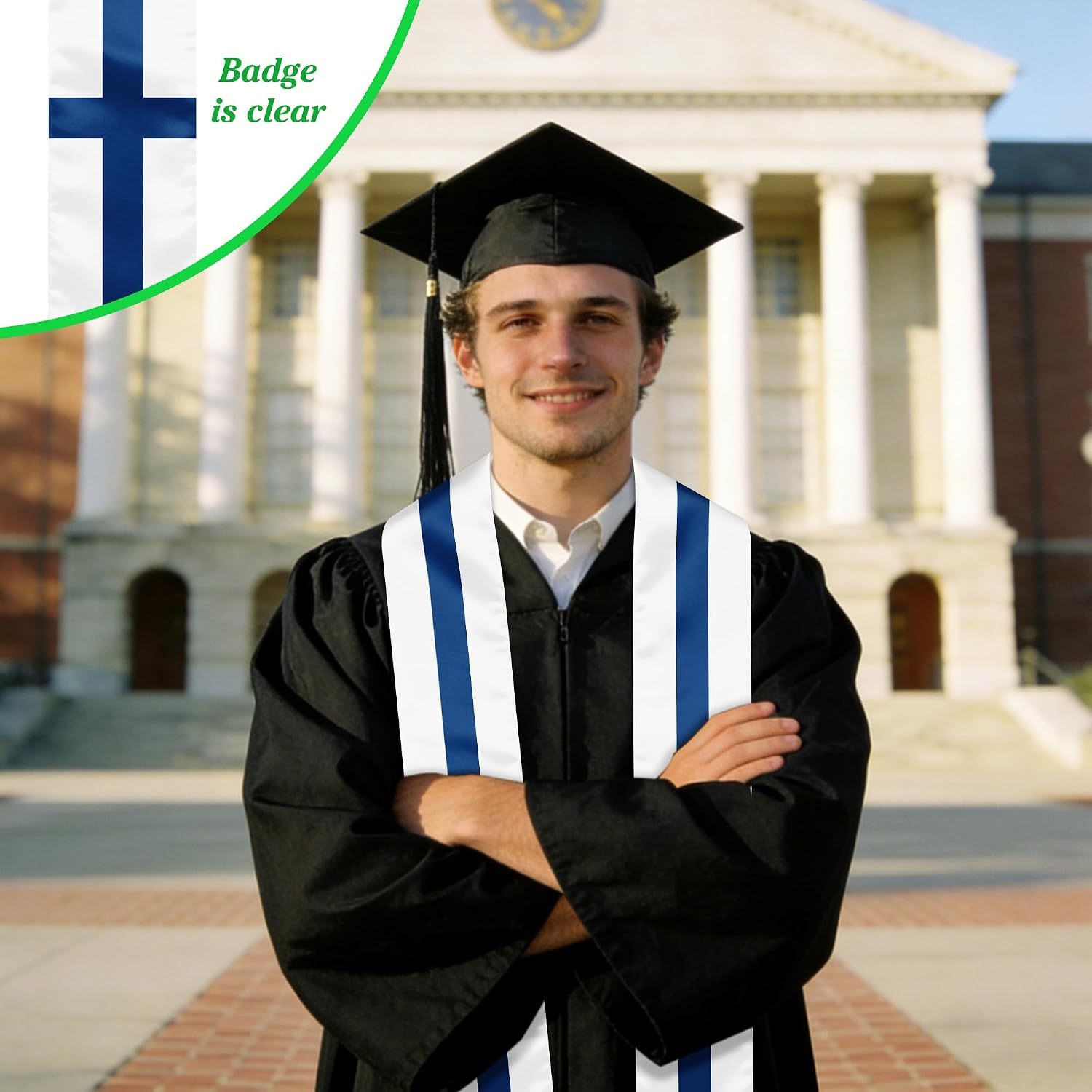 Finland Graduation Sash Stole International Study Abroad Unisex Finland Flag Graduation Scarf