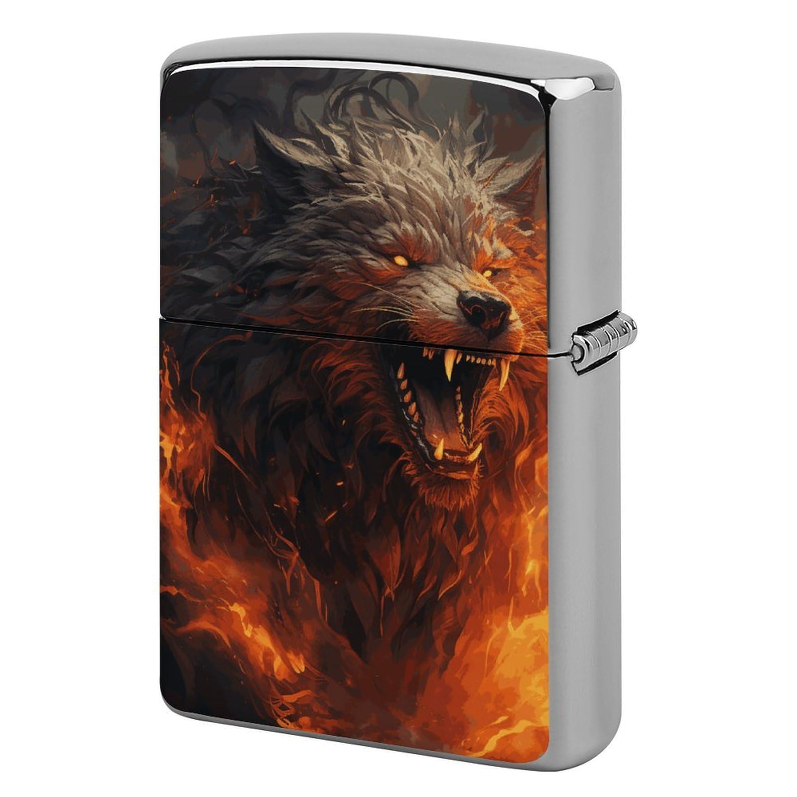 Wild Wolf in The Fire Lighter Case for Men, Personalized Lighter Cover for Valentine's Day Gifts, Flip-Top Lighters Shell for Outdoor, Portable Lighters Protective Sleeve