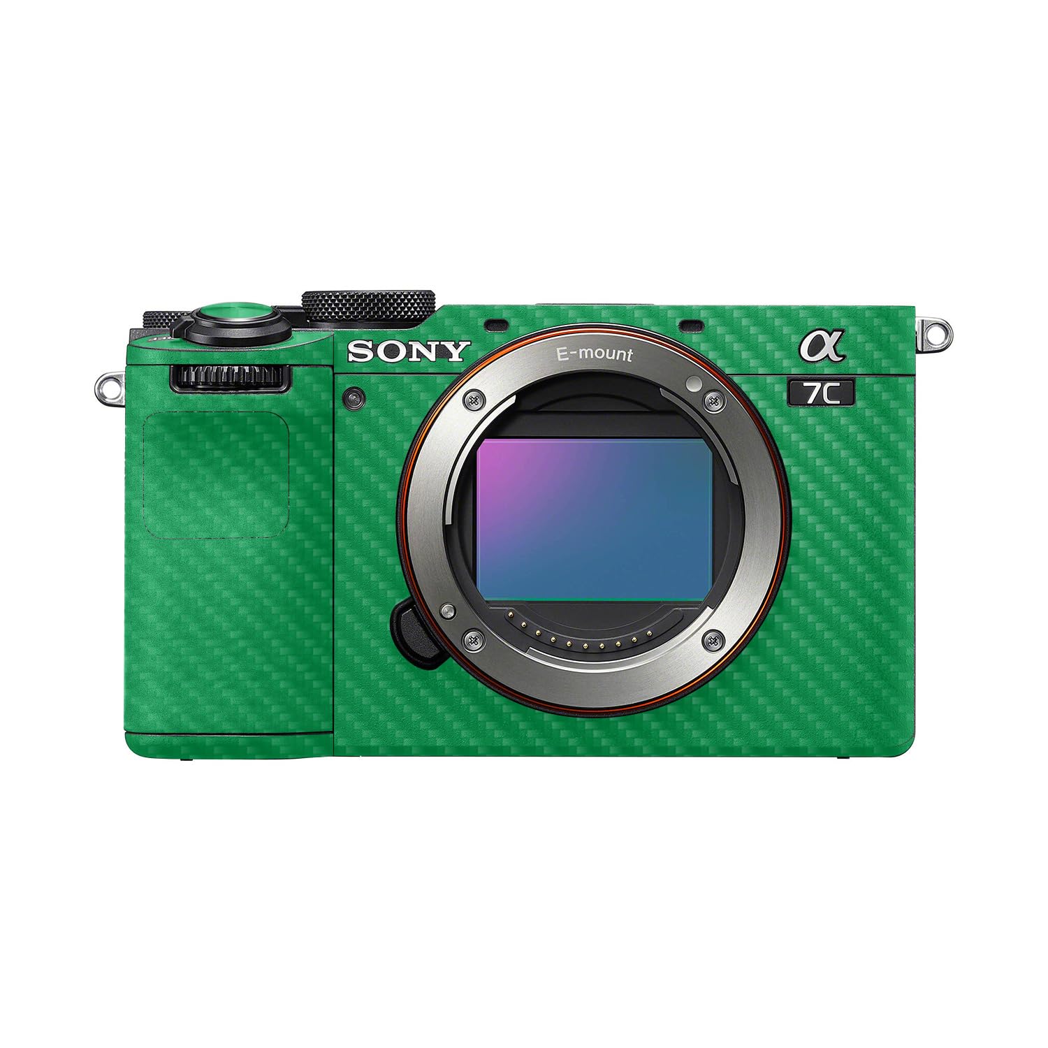 Carbon Fiber Camera Skin Compatible with Sony A7C Mark II (2023) - Solid Green - Premium 3M Vinyl Protective Wrap Decal Cover - Easy to Apply | Crafted in the USA by MightySkins