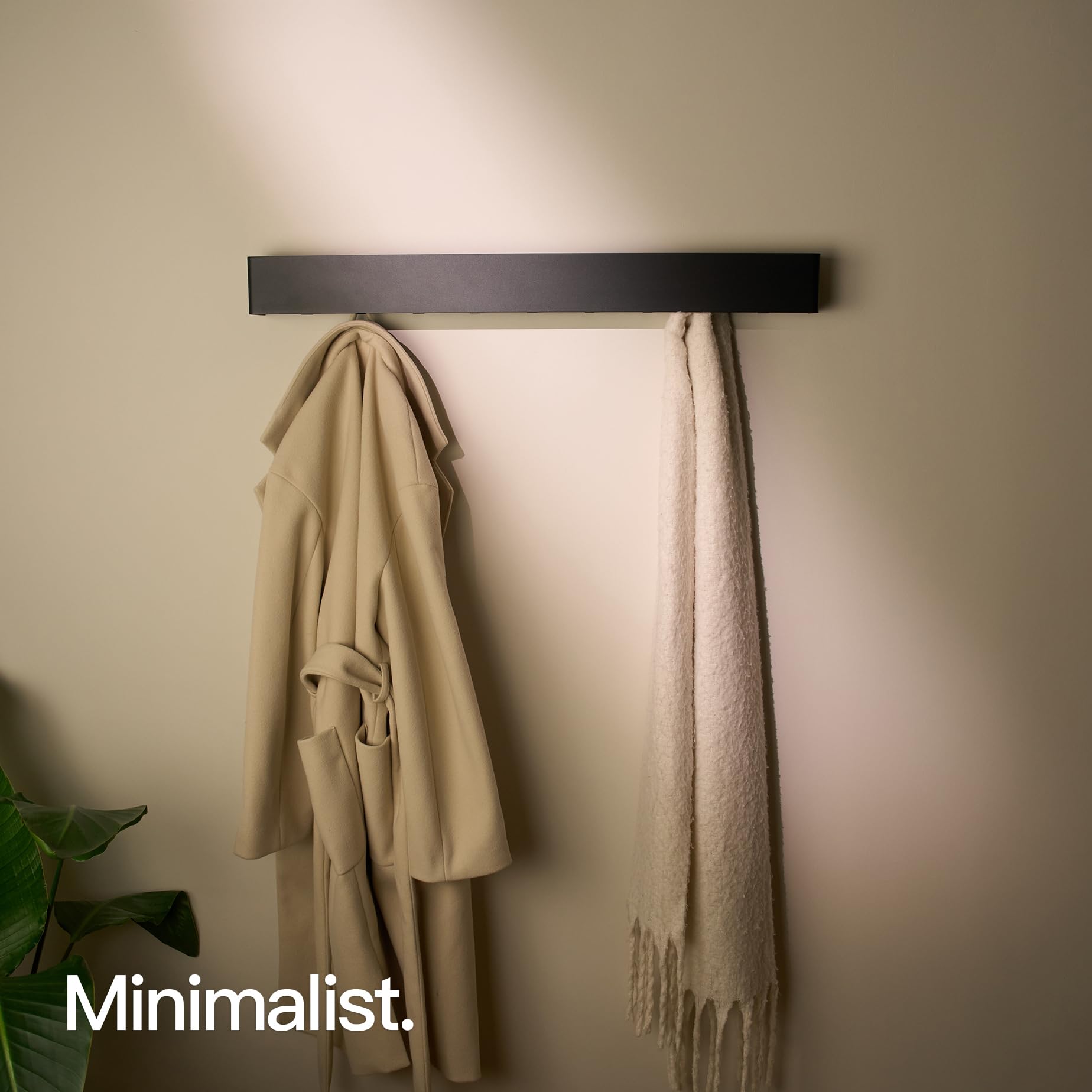 Designfactory Hamburg Coat Hooks Wall Mounted, Matt Black, 80 cm - Image 4