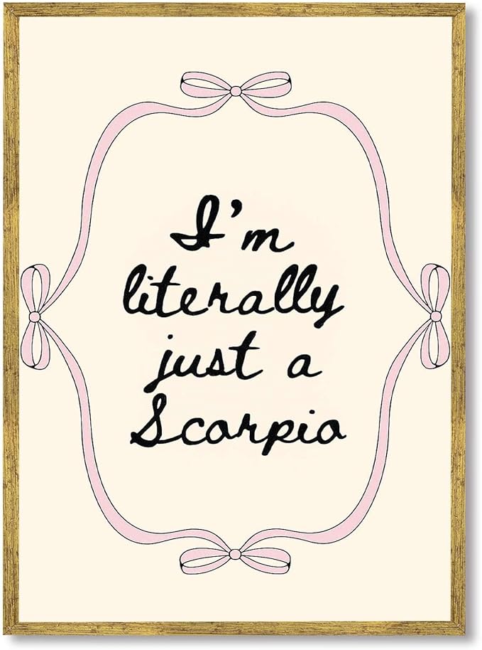 Scorpio Zodiac Poster Canvas Print Art Print Trendy Wall Art Cute Painting Pictures Wall Decor Aesthetic Home Decor Office Dorm Room Decoration (Gold Framed,12L X16W)