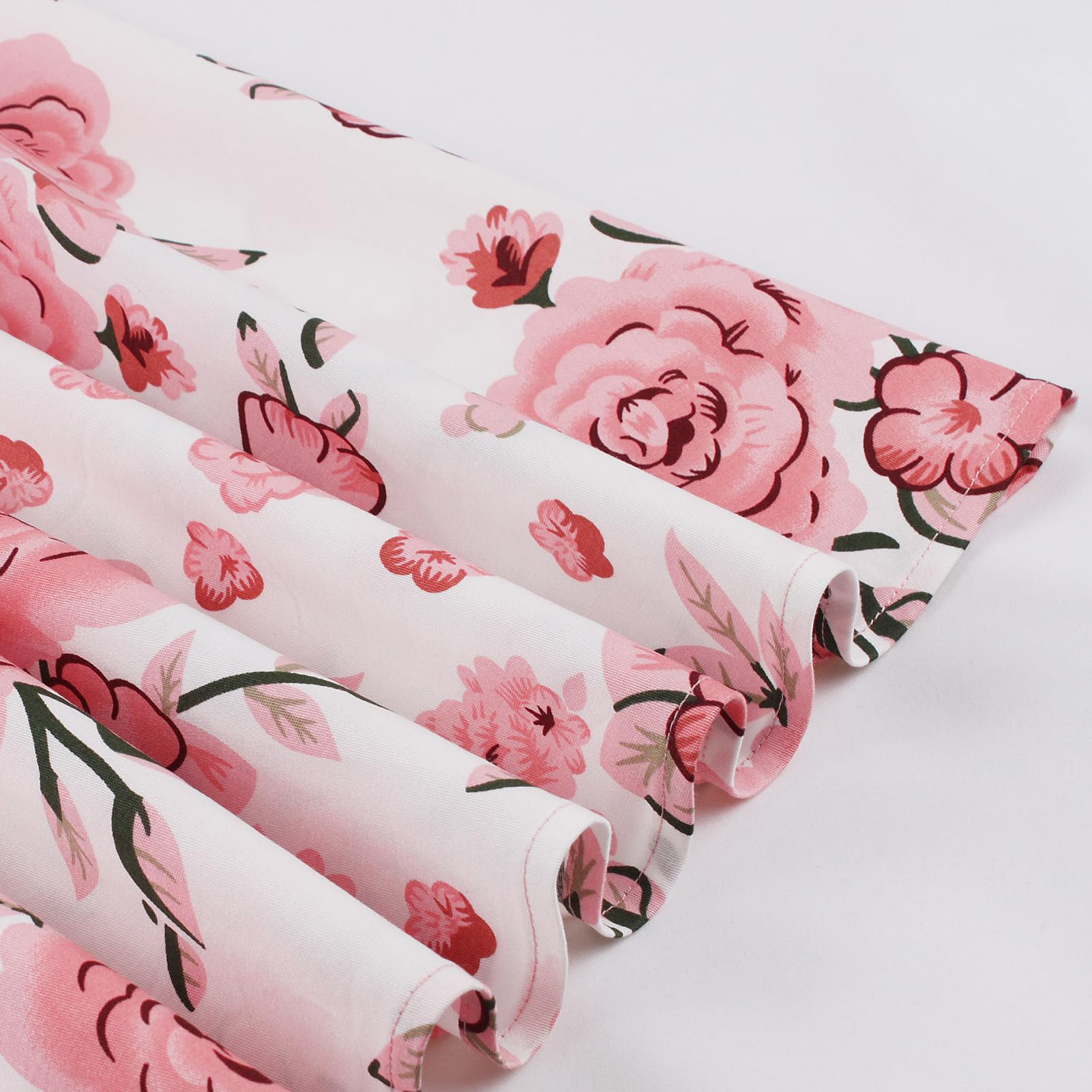 Odizli Rockabilly Kleider Damen 50er Jahre Vintage Kurzarm Krawatte Polka Dot Blumen Swing Knielang Coctailkleid mit Gürtel