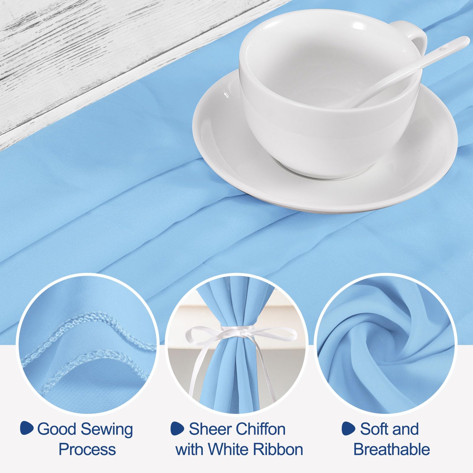 Amazon｜uxcell シフォンテーブルランナー 3 M 72 x 305 cm 素朴な