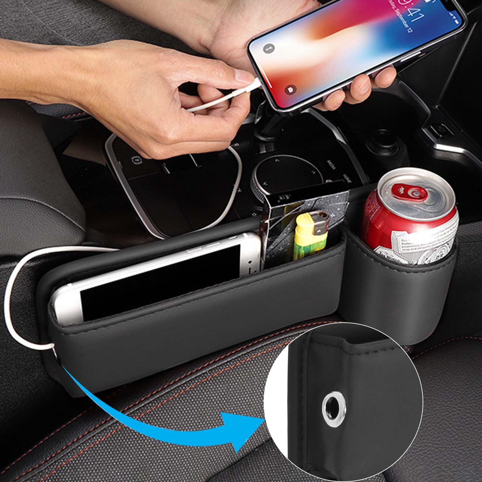 カーシートギャップオーガナイザー フロントシート2 USB充電器付きハイラックス Amazon | カーシートギャップオーガナイザー 車のフロントシート用 PU