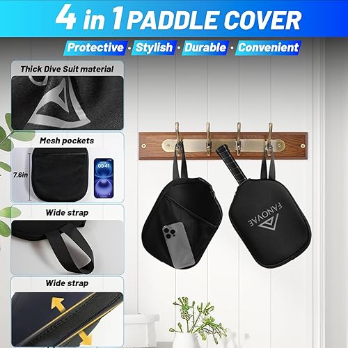 Vista 6 de Palas de pickleball aprobadas por USAPA de fibra de carbonofibra de vidrio, juego de 21 con bolsacubierta, juego de paletas de pickleball