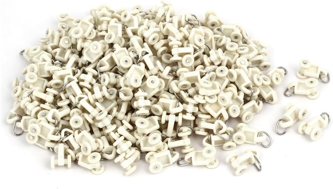 10mm Dia Window Treatments Wheel Plastic Oval Ring Curtain Track Rail Rollers Window Treatment Sets Beige 300pcs