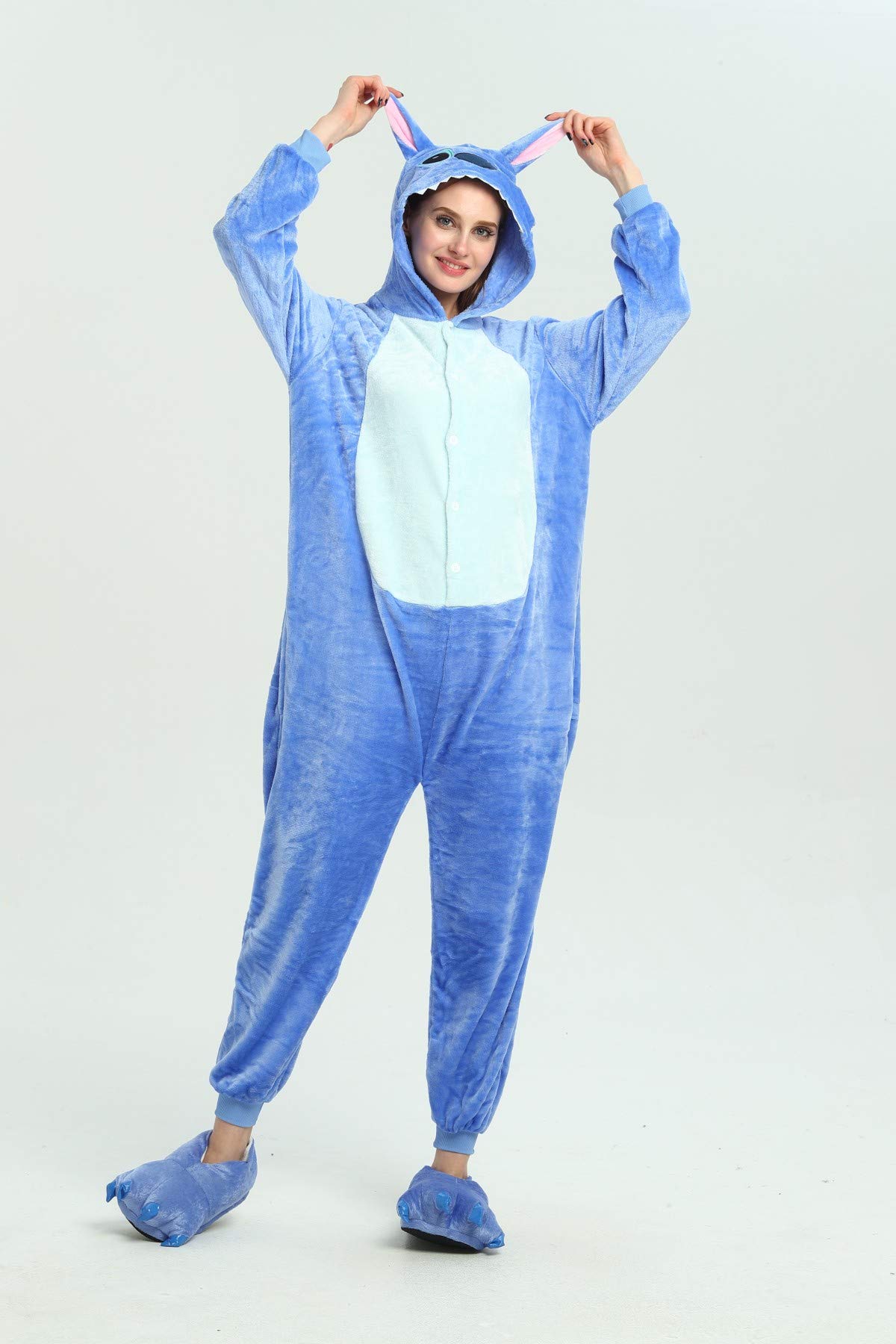 Ensemble de Pyjama Licorne Grenouillère Animaux Siamois Romper Pajamas Kigurumi Onesie Cosplay Animal Combinaison Costume Vêtement de Nuit en Flanelles Soirée Carvanal Halloween Noël Déguisement