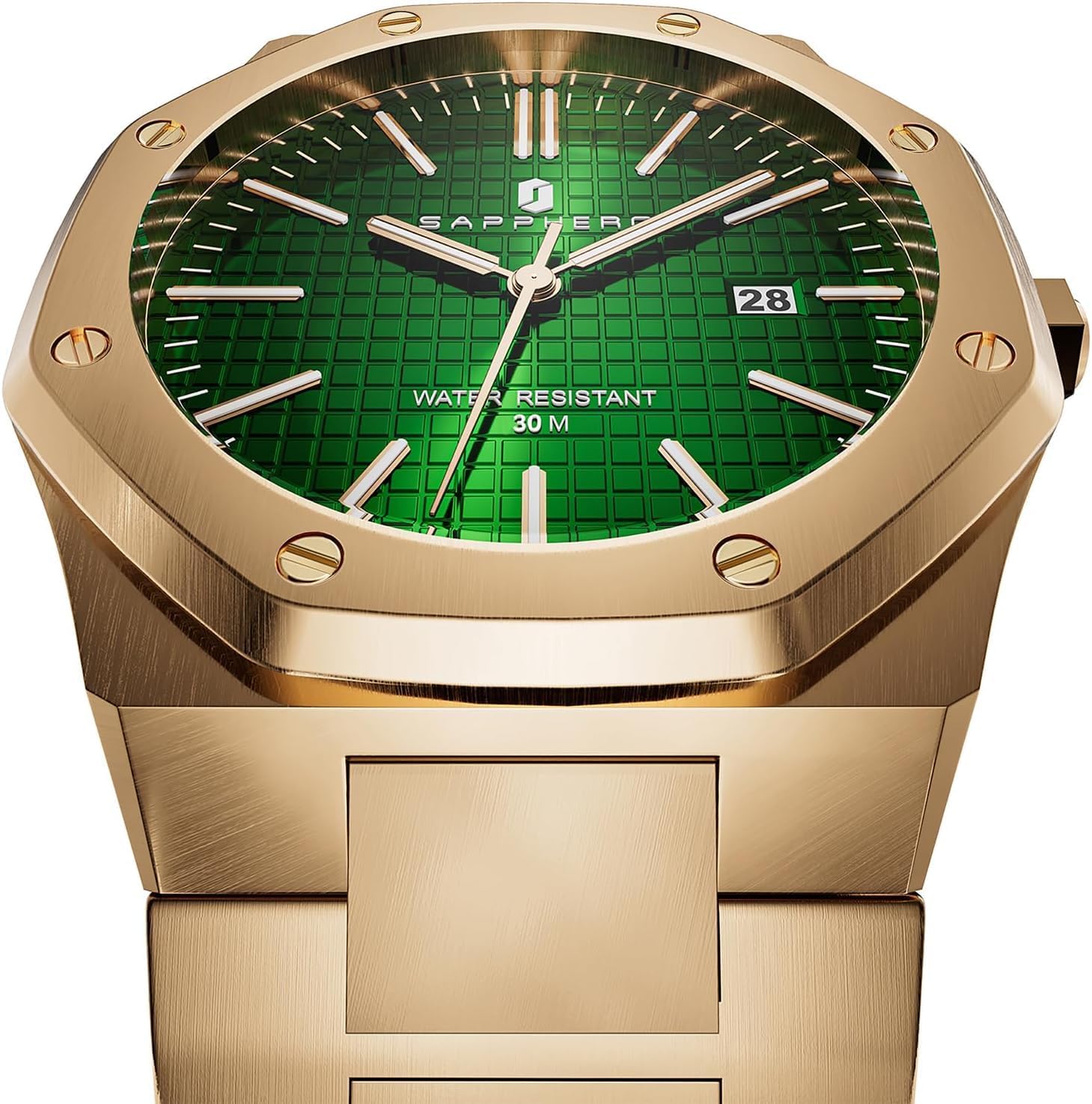 SAPPHERO Watches Men Octagonal Stainless Steel Waterproof Analog Japanese Quartz Wrist Watch Date Classic Business Luxury Watches for Men Elegant Gifts - Image 2