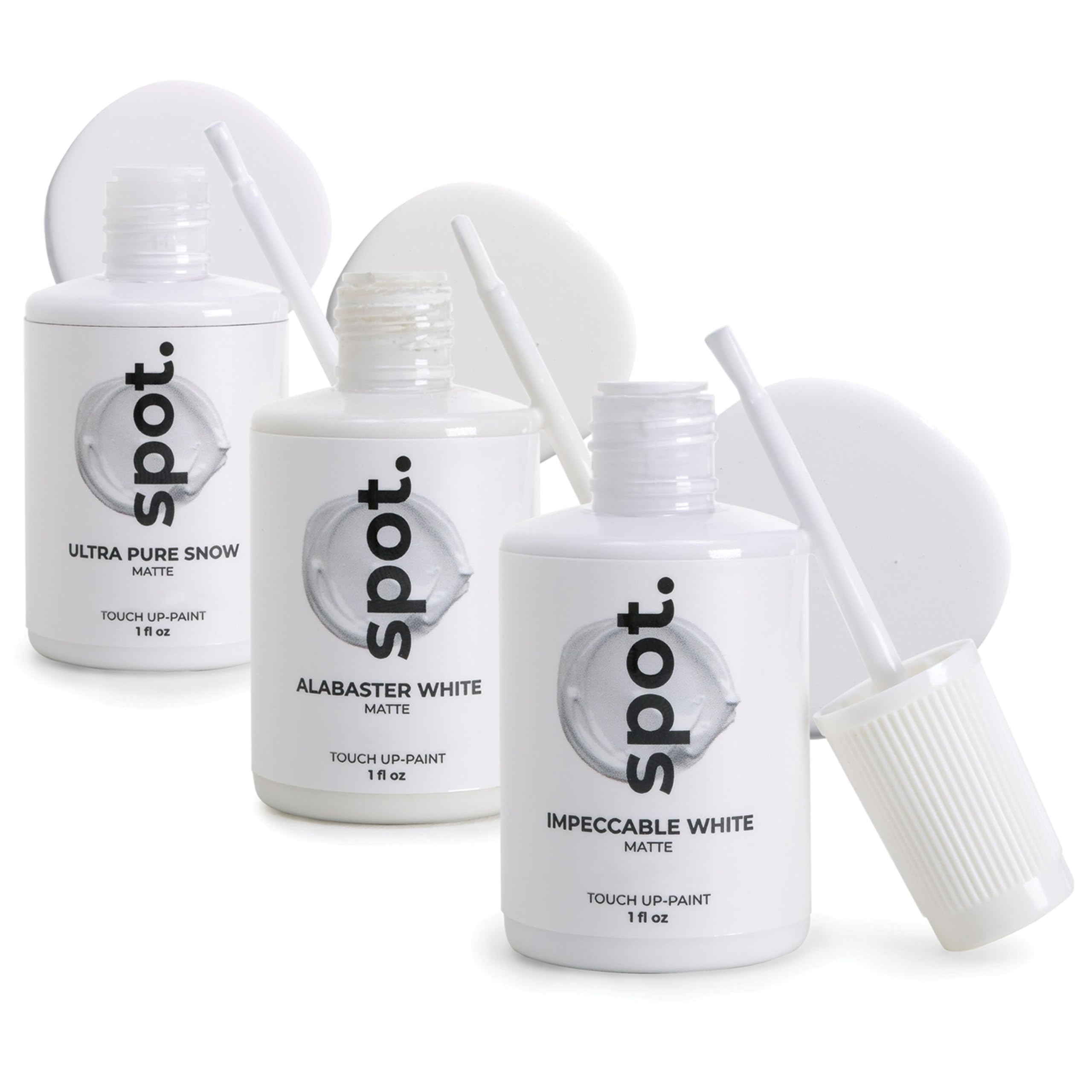spot. Touch-Up Paint | Matte Finish for Cabinets, Walls, Doors &amp; Furniture | Multi-Tone White Repair Kit | Quick-Dry, Self-Priming, Low-Odor, Eco-Friendly | No-Sanding or Primer Needed | 3 Pack