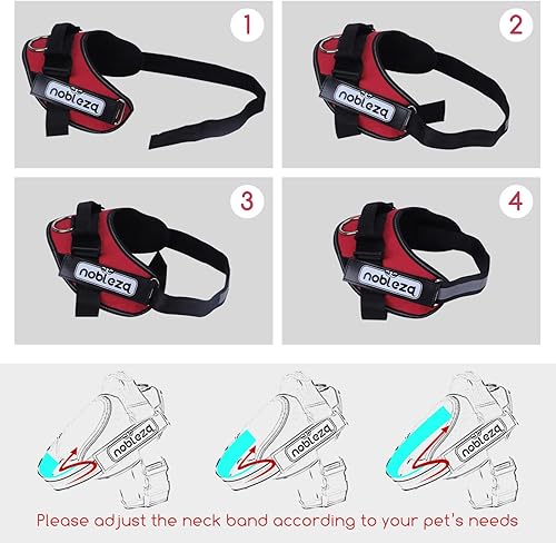 Miniatura 8 de Nobleza Arnés de chaleco para perro, arnés reflectante sin tirones con asa y acolchado suave, arnés ajustable de fácil agarre para perros con velcro