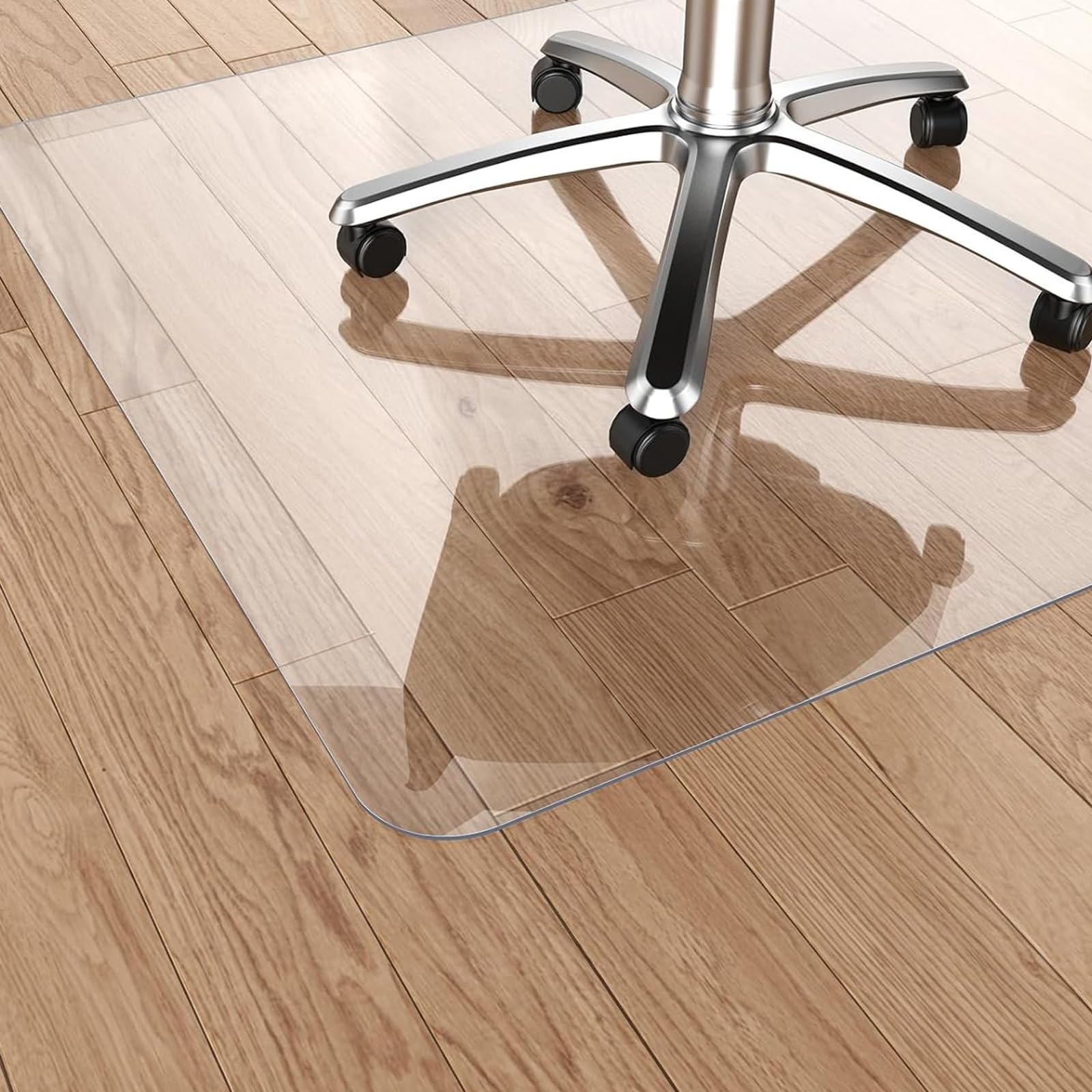 Robuste Bürostuhlmatte für Hartholzböden, transparenter PVC-Bodenschutz, große Rollstuhlmatte (110 x 170 cm) – Schreibtischunterlage für Zuhause und Büro