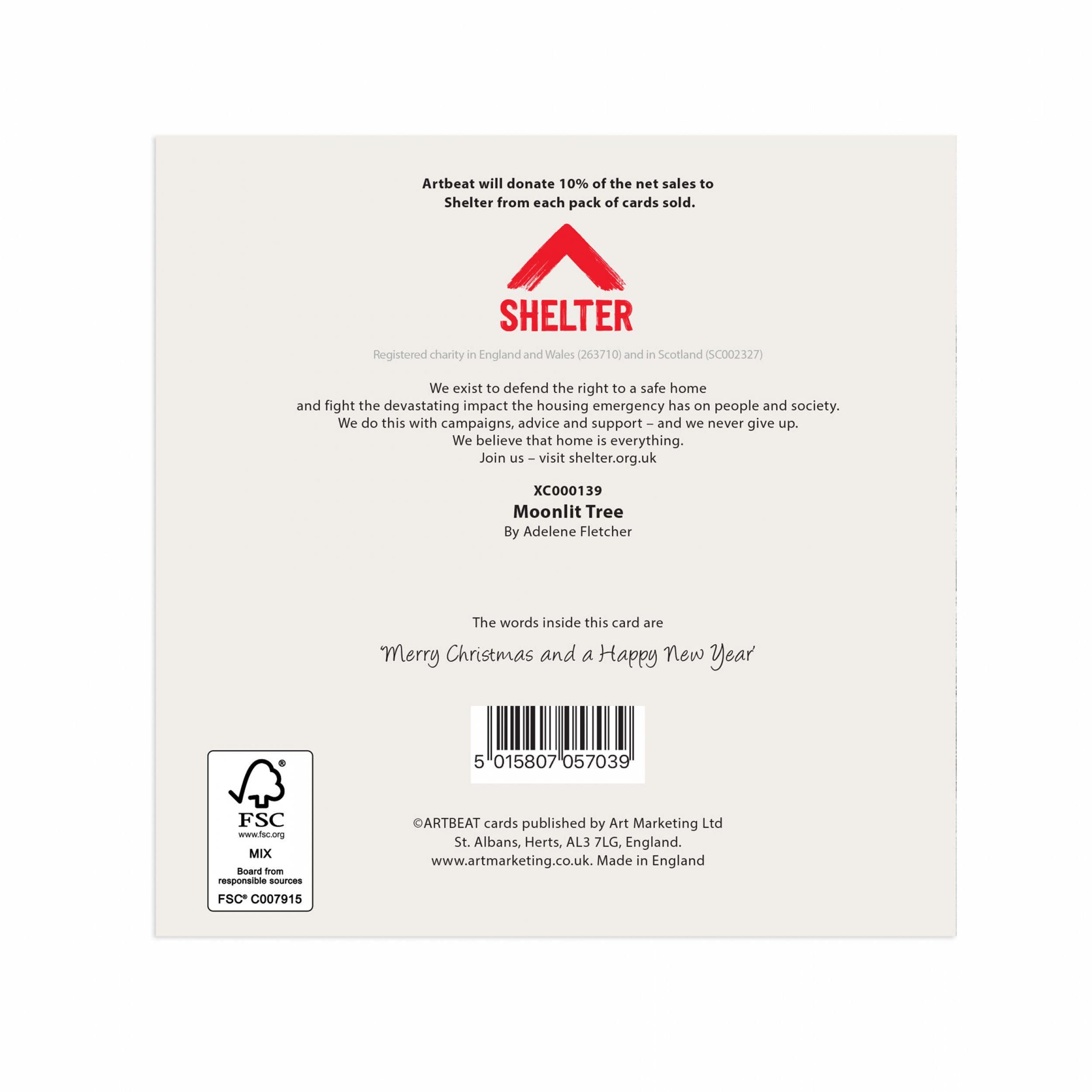 Art Beat Charity Christmas Cards - Pack of 6 - Hare and Moon Artistic Design and Special Finish - Eco-Friendly Multipack with Envelopes - Image 2