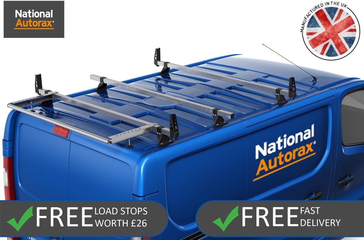 3 Heavy Duty Steel-Line Roof Bars & Roller for Trafic Vivaro NV300 & Talento 2014+ [Low Roof]